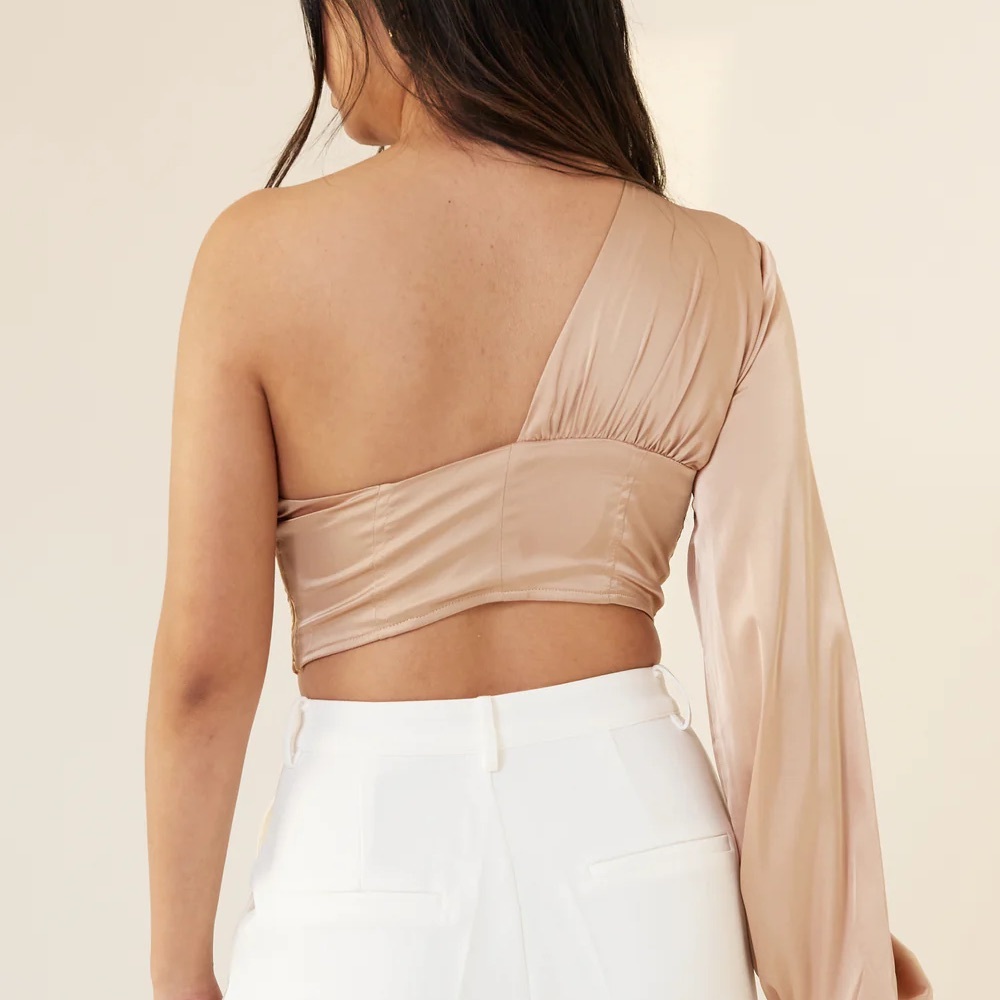 Satin one shoulder corset top